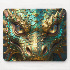 A Turquoise and Gold Dragon Mystical Mousepad