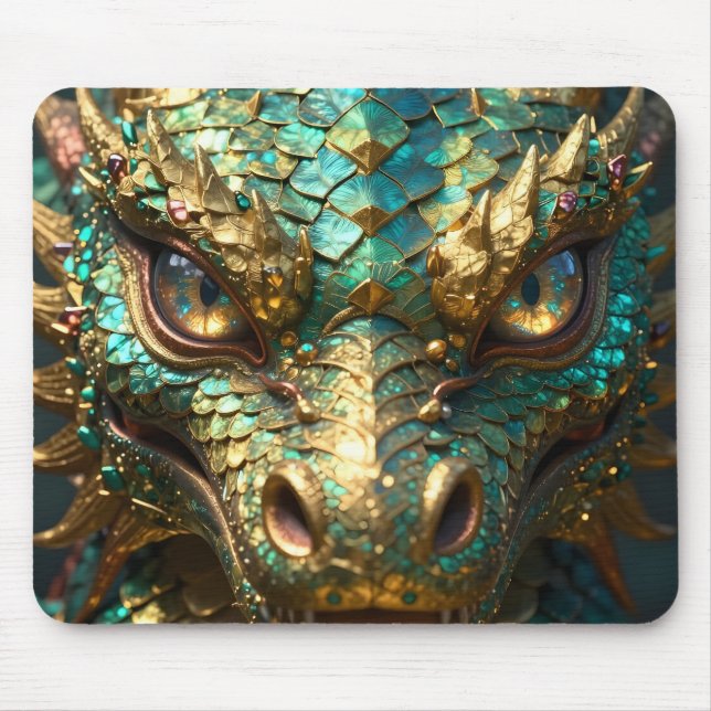 A Turquoise and Gold Dragon Mystical Mousepad (Vorne)