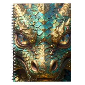 A Turquoise and Gold Dragon Mystical Notizblock