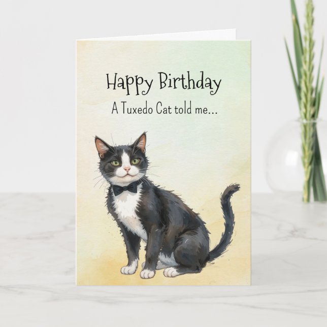 A Tuxedo Katzenpersönlichkeit Geburtstagstier Karte (Vorderseite)
