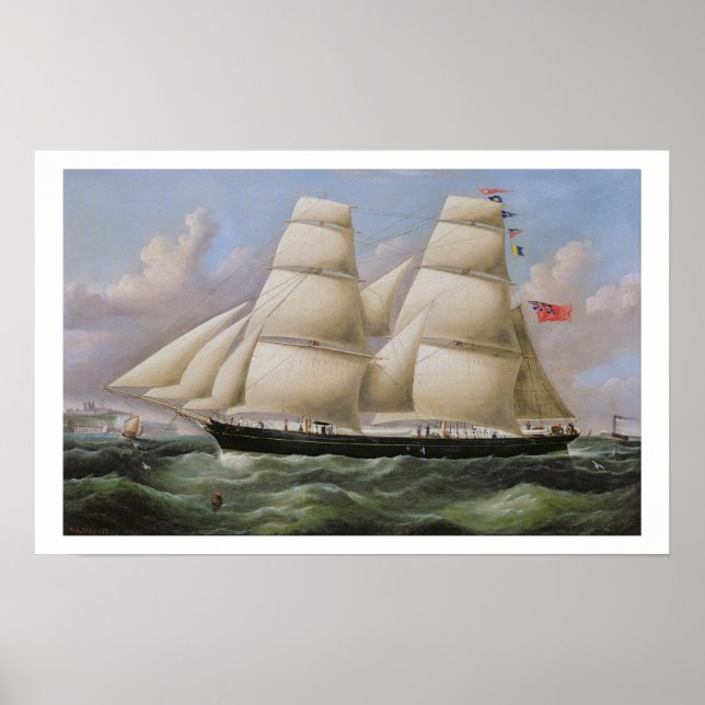 A Two Masted Schooner off Dover (Öl auf Leinwand) Poster (Vorne)
