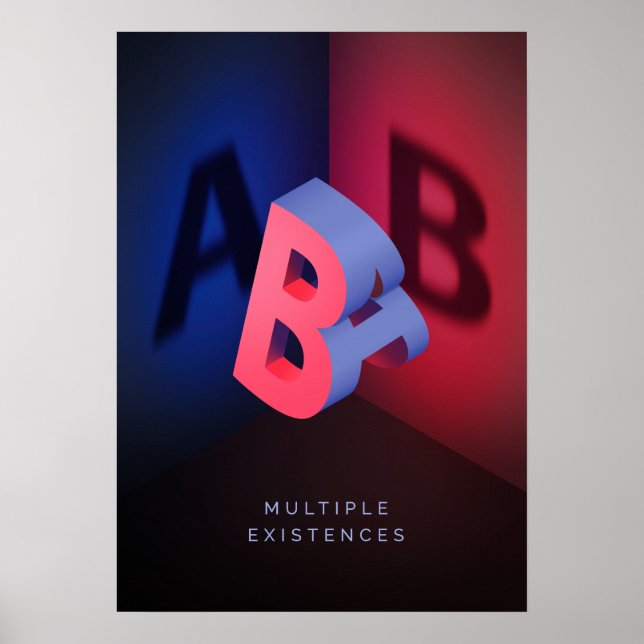 A und B 3d-Illustrationseffekt Poster (Vorne)