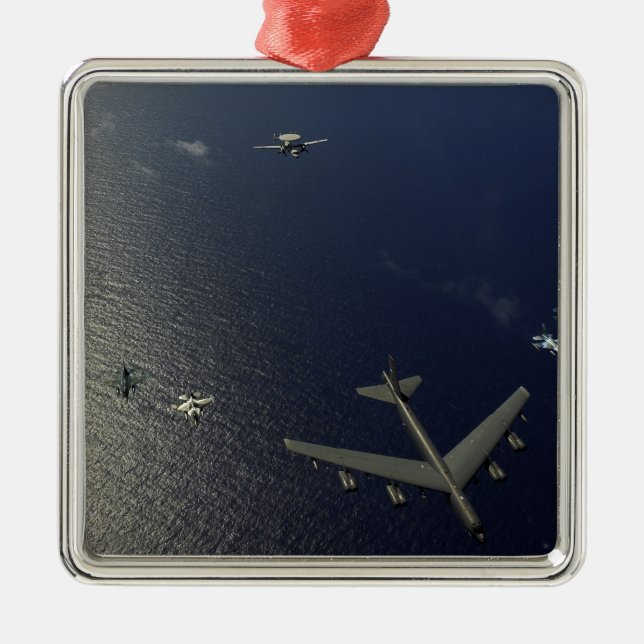A US Air Force B-52 Stratofortress Flugzeug 2 Silbernes Ornament (Vorne)
