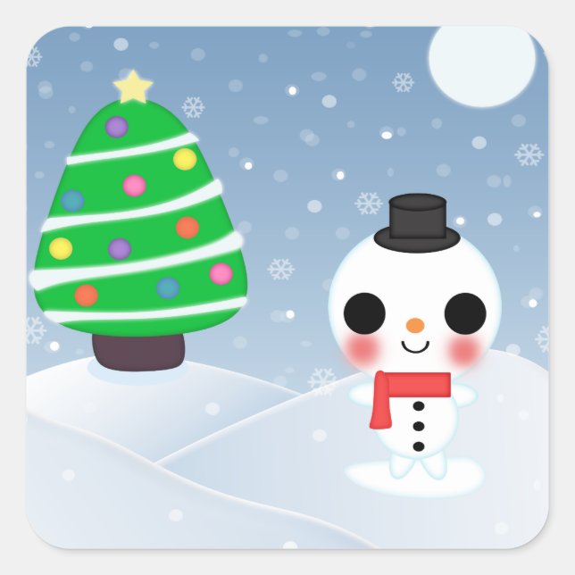 A Very Kawaii Christmas Quadratischer Aufkleber (Vorderseite)