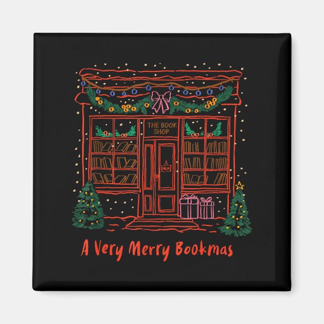 A Very Merry Bookmas Cozy Christmas Bookstore Holi Magnet (Vorne)