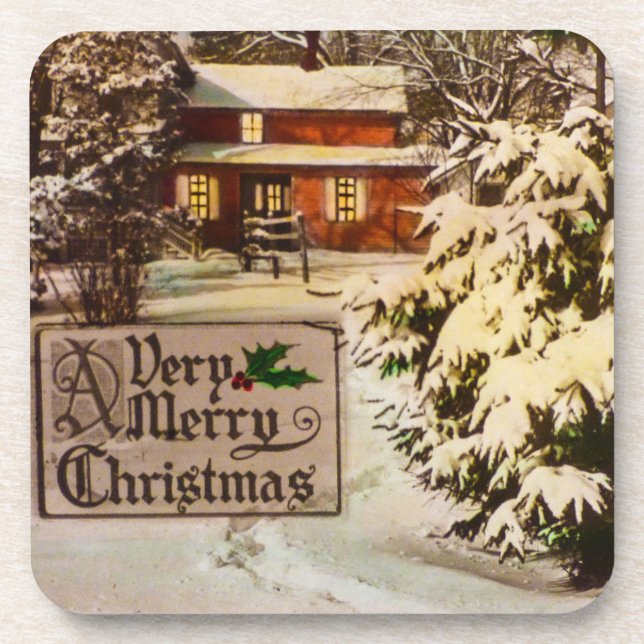 A Very Merry Christmas Classic Traditional Winter  Getränkeuntersetzer (Vorderseite)