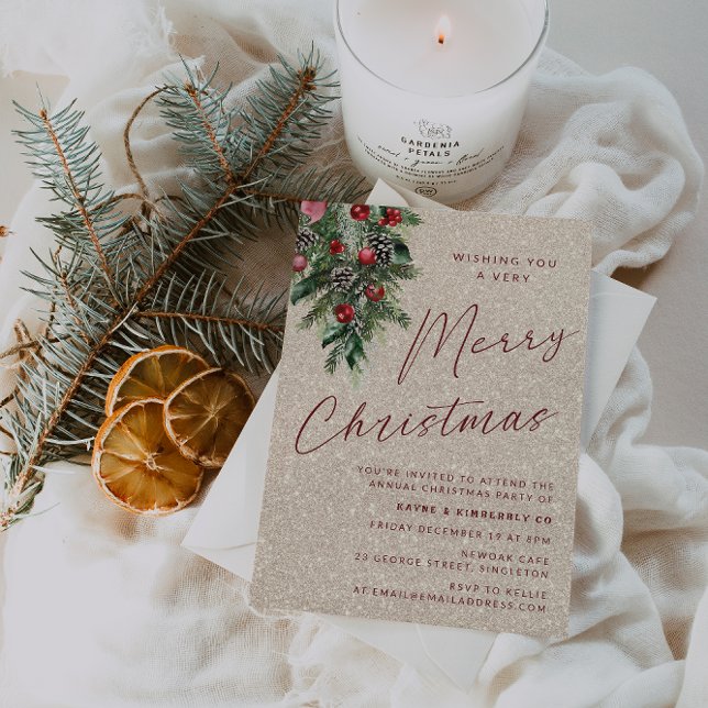 A Very Merry Christmas Party Modern Gold Einladung (Von Creator hochgeladen)