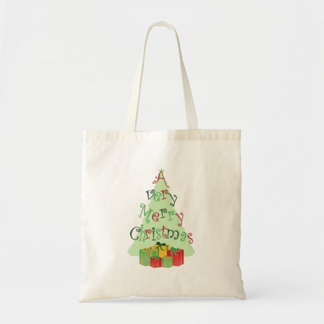 A Very Merry Christmas Tree and Gifts  Tragetasche (Vorne)
