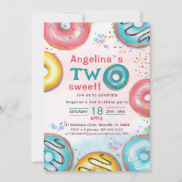 A vibrant 2nd birthday invitation with donuts.  einladung