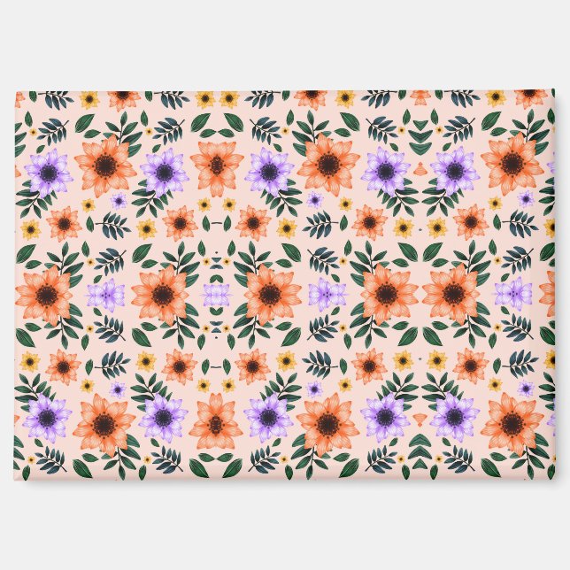 A vibrant floral pattern features orange  magnet (Vorderseite)