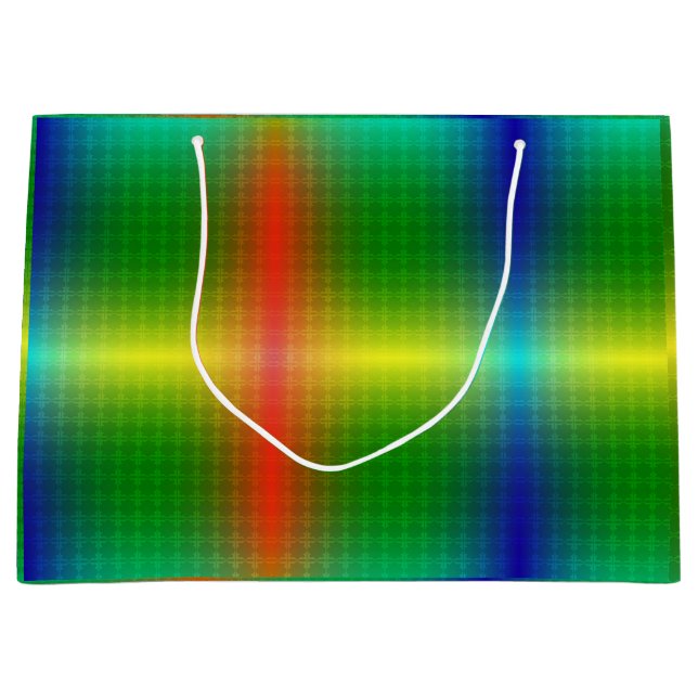 A vibrant gift bag featuring a glossy, rainbow  große geschenktüte (Vorderseite)