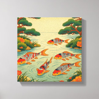 A Vibrant Ukiyo-e Pond Leinwanddruck