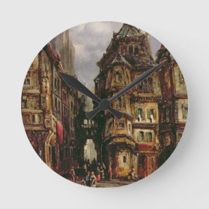 A View in the Jewish Quarter, Frankfurt, 1877 (oil Runde Wanduhr