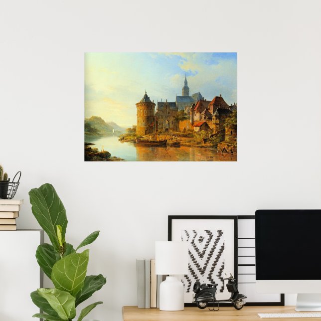 A View of a Town along the Rhine Poster (Heimbüro)