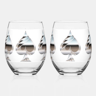 À Vin Sans Pied Jeu de Verre Argent Pique
