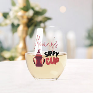 À Vin Sans Pied La Coupe Sippy de maman Drôle Verre Stemless