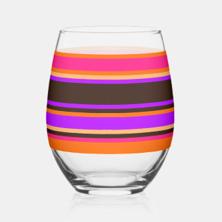 À Vin Sans Pied Verre strié - Orange, Magenta & Purple