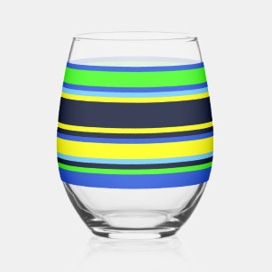 À Vin Sans Pied Verre trié - Bleu, chaux et jaune