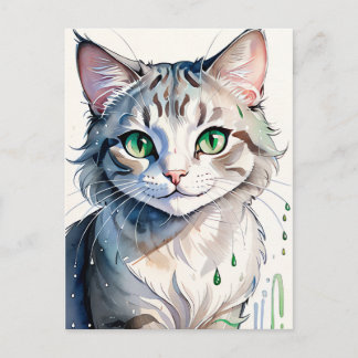 A Watercolor Cat Portrait Postkarte