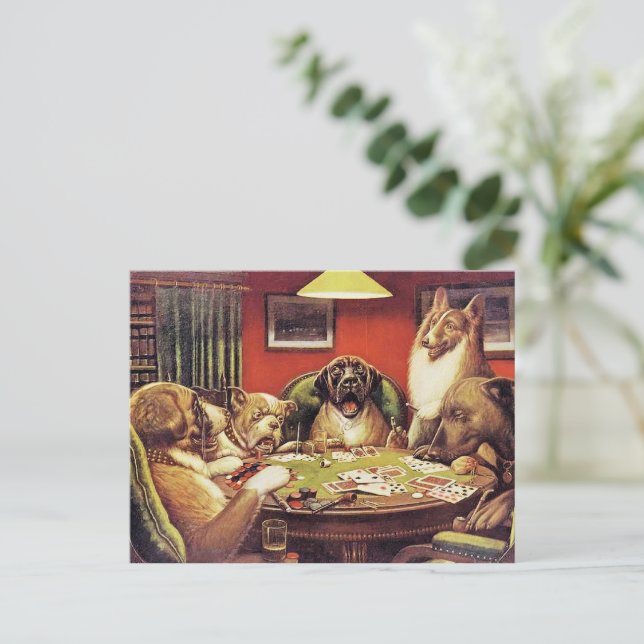 A Waterloo, Dogs Playing Poker, Postkarte (Stehend Vorderseite)