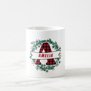 A! Weihnachts-Monogramm-Wraath-Muster Kaffeetasse