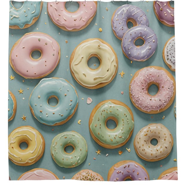 A Whimsical Pastel Donut Dream Duschvorhang (Vorderseite)