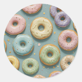 A Whimsical Pastel Donut Dream Runder Aufkleber