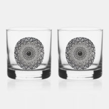 art mandala sur ensemble verre roches