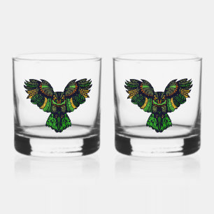 À Whisky Chouette émeraude majestueuse en verre