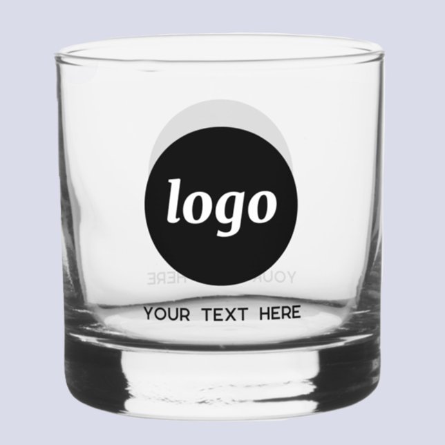 À Whisky Logo simple avec verre commercial promotionnel tex (Your logo and custom text business promotional glass)