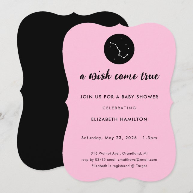 A Wish Come True Big Dipper Baby Shower Invitation (Devant / Derrière)