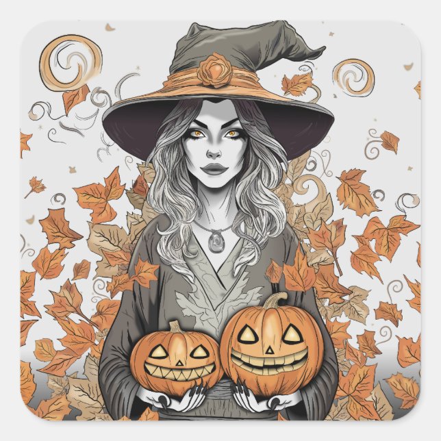 A witch’s love quadratischer aufkleber (Vorderseite)