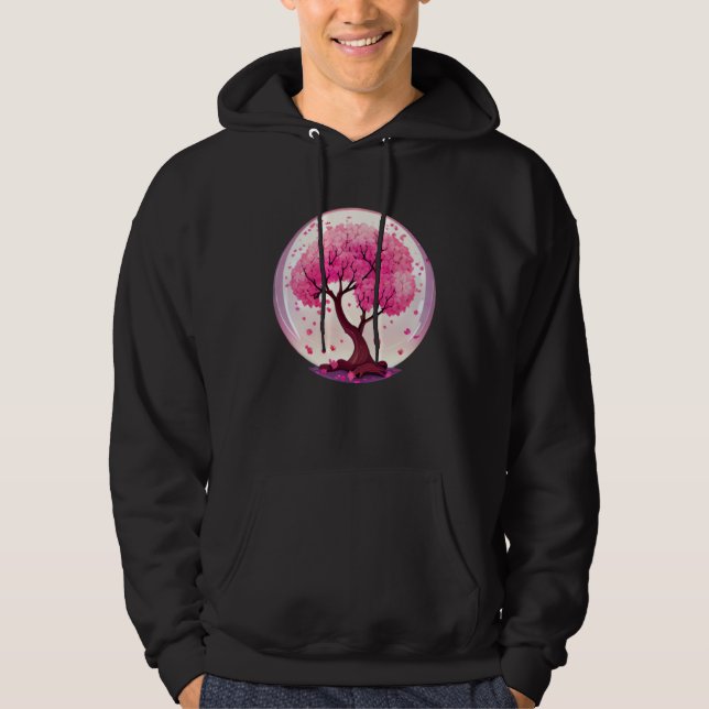 A Work of with a Geometric Cherry Blossom Tree Hoodie (Vorderseite)