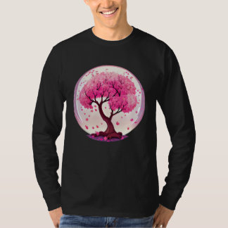 A Work of with a Geometric Cherry Blossom Tree T-Shirt