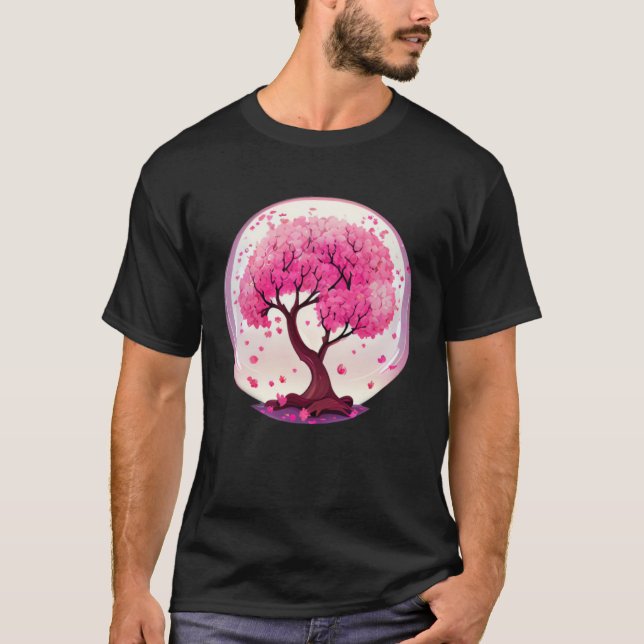 A Work of with a Geometric Cherry Blossom Tree T-Shirt (Vorderseite)