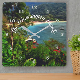 A Yelapa Family View 0828 Quadratische Wanduhr