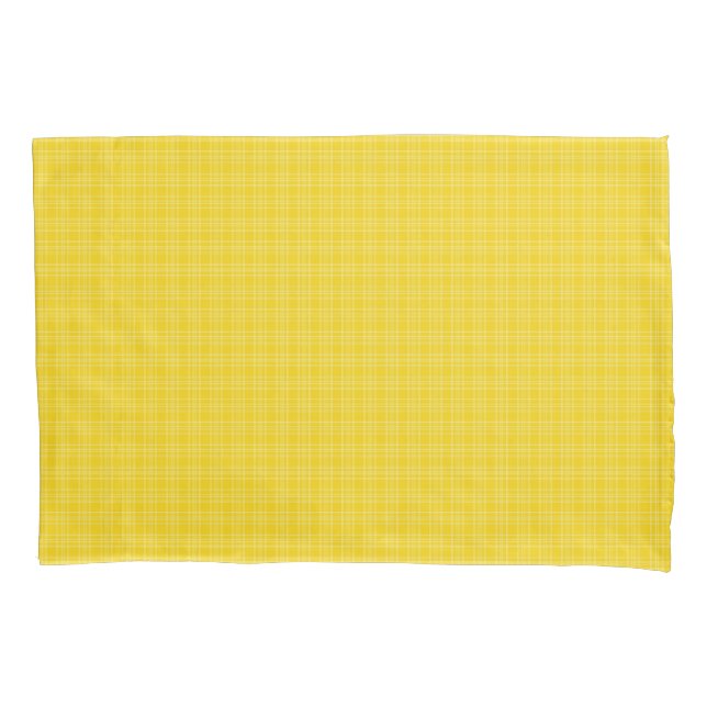 A yellow plaid fabric is shown in two images kissenbezug (Vorderseite)