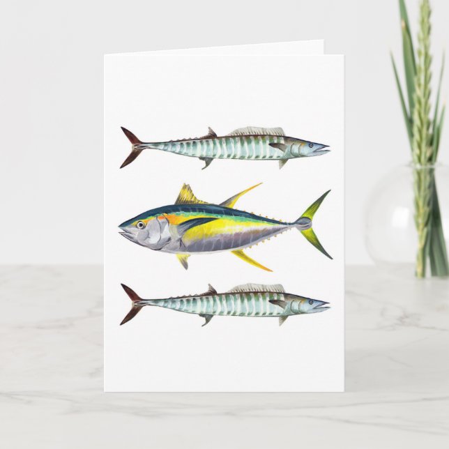 A Yellowfin Thunfisch und Wahoo Fischkarte Karte (Vorderseite)