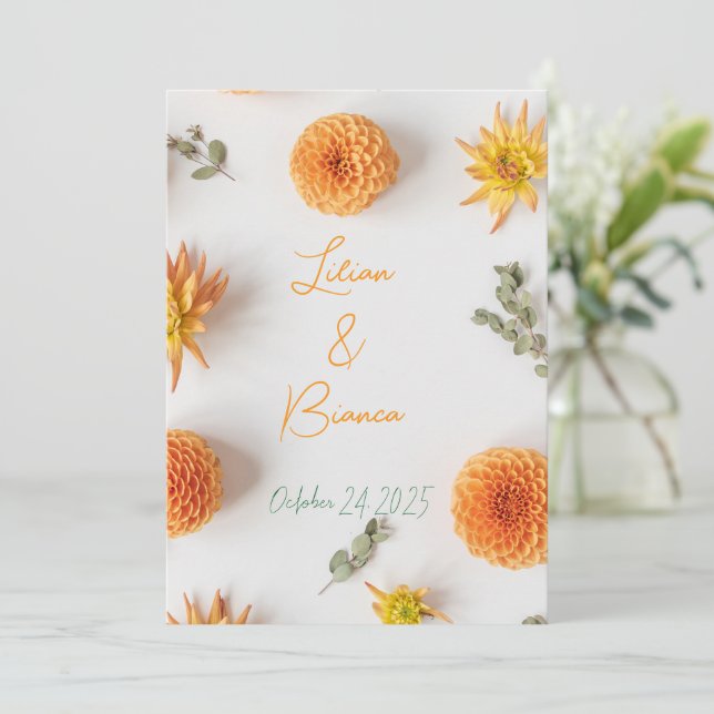A "Yes" in Summer Hues - Einladung zum Wedding (Stehend Vorderseite)