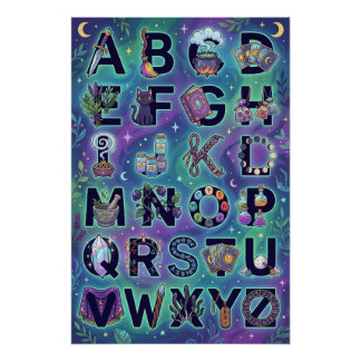 A-Z Hexen-Alphabet Poster (Ohne Wörter)