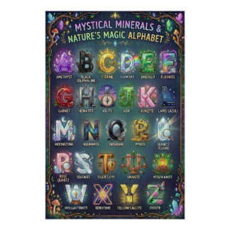 A-Z Mystische Kristall-Alphabet Poster