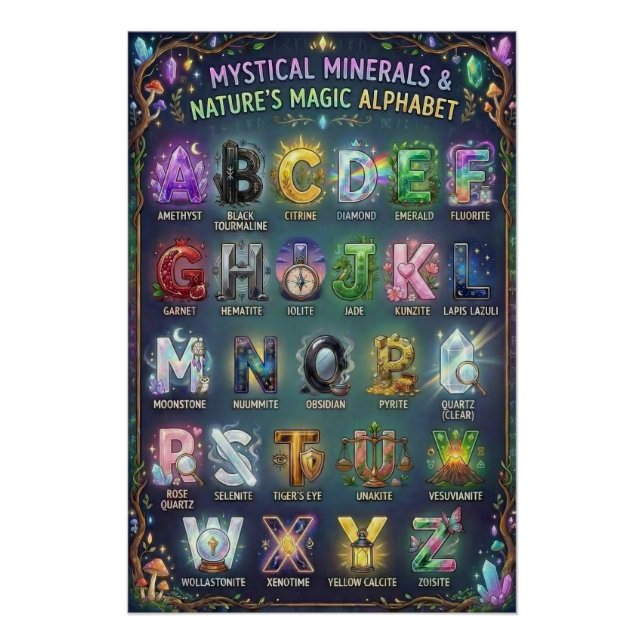 A-Z Mystische Kristall-Alphabet Poster (Vorderseite)