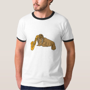 AA morse jouant le T-shirt de saxophone