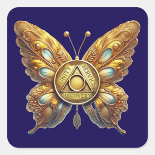 AA Symbol Münze Schmetterling Quadratischer Aufkleber