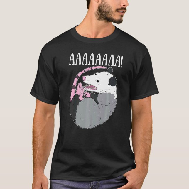 Aaaaa schreiend Possum Meme Trash Dead Opossum T-Shirt (Vorderseite)
