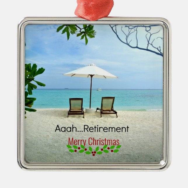 Aaah...retirement, relaxing beach scene, ornament aus metall (Vorne)