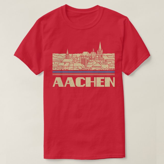 Aachen City Gift Deutschland City Silhouette Skyli T-Shirt (Design vorne)