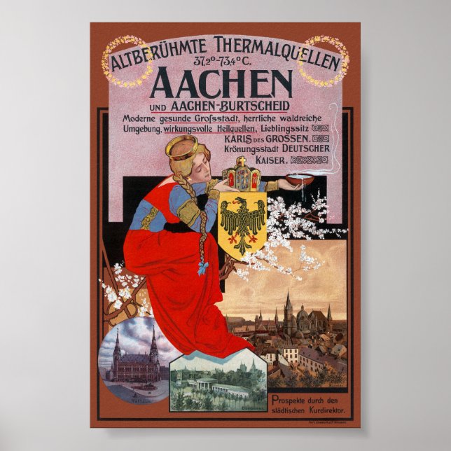 Aachen Poster vintage Allemagne 1910 (Devant)