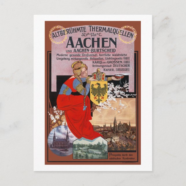Aachen Vintage Poster Deutschland 1910 Postkarte (Vorderseite)