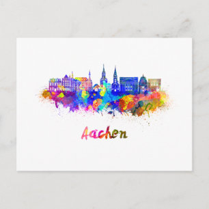 Aachener Skyline im Wasser Postkarte